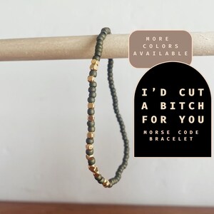 I&#39;d Cut a Bitch For You Morse Code Bracelet. Dainty Handmade Bracelet. Funny Friendship Bracelet Gift for Bestie. Hidden Message Bracelet.