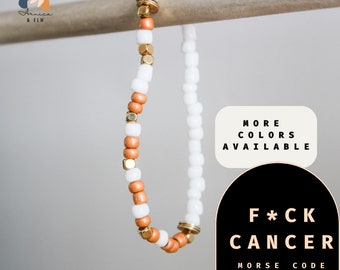F Cancer Morse Code Bracelet.  Hidden Message Bracelet. Bead and Gold Secret Message Bracelet. Moris Code Bracelet. Cancer Survivor Jewelry