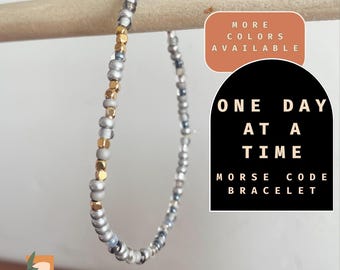 Sobriety Morse Code Bracelet Recovery Jewelry AA Bracelet 1 Year Sober Gift Alcoholics Anonymous Sobriety Jewelry 12 Steps of Recovery