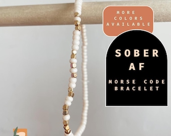 Sober AF Morse Code Bracelet Secret Message Sober Anniversary Addiction Sobriety Gift from Sponsor Inspirational One Year Recovery Gift