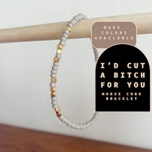 I&#39;d Cut a Bitch For You Morse Code Bracelet. Dainty Handmade Bracelet. Funny Friendship Bracelet Gift for Bestie. Hidden Message Bracelet.