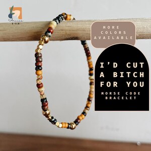 Gift for Best Friend Funny I&#39;d Cut a Bitch For You Morse Code Bracelet Sarcastic Friendship Bracelet Bestie Gift Inappropriate Coworker Gift