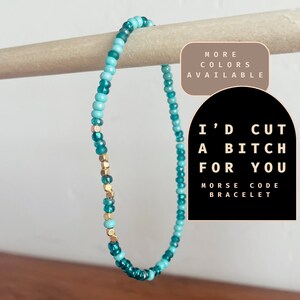 I&#39;d Cut a Bitch For You Morse Code Bracelet. Dainty Handmade Bracelet. Funny Friendship Bracelet Gift for Bestie. Hidden Message Bracelet.