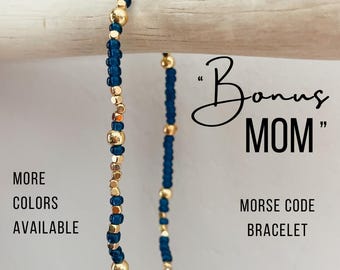 Bonus Mom Morse Code Bracelet. Bonus Mom Gift For Mother's Day. Step Mom Gift for Wedding. Godmother Gift. Hidden Message Grandma Bracelet