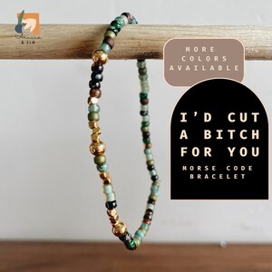 Gift for Best Friend Funny I&#39;d Cut a Bitch For You Morse Code Bracelet Sarcastic Friendship Bracelet Bestie Gift Inappropriate Coworker Gift