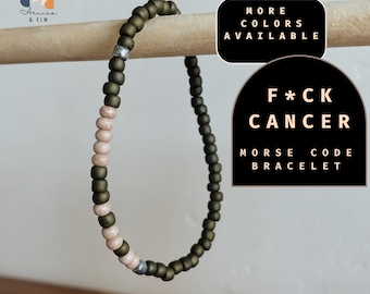 F Cancer Mens Morse Code Bracelet. Hidden Message Bracelet. Beaded Secret Message Bracelet. Moris Code Bracelet. Cancer Survivor Jewelry