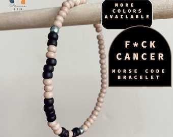 F Cancer Mens Morse Code Bracelet. Hidden Message Bracelet. Beaded Secret Message Bracelet. Moris Code Bracelet. Cancer Survivor Jewelry