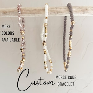 Custom Morse Code Bracelet Dainty Handmade Bracelet Personalized Gift for Her Hidden Message Bracelet Name Date Coordinate Word Bracelet