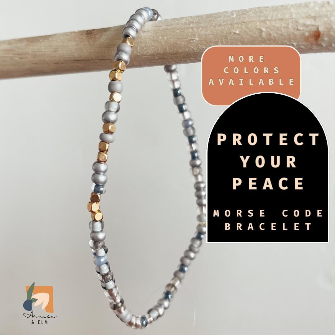 Protect Your Peace Morse Code Bracelet. Dainty Handmade Bracelet. Yoga…
