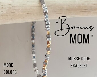 Bonus Mom Morse Code Bracelet. Bonus Mom Gift For Mother's Day. Step Mom Gift for Wedding. Godmother Gift. Hidden Message Grandma Bracelet