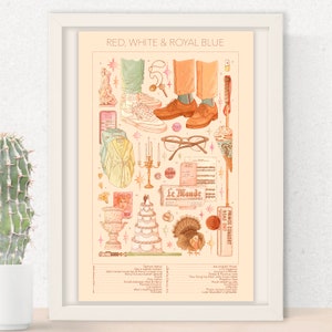 Iconic Red, White & Royal Blue by Casey McQuiston Flat Lay | Illustration | Print