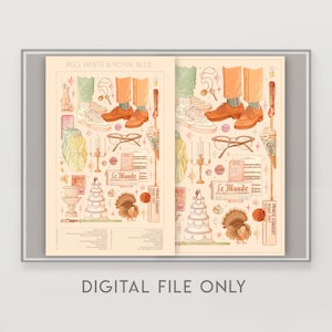 DIGITALE DATEI - Iconic Items Rot Weiß und Royal Blau | Illustration | Inspiriert von Casey McQuiston's Roman