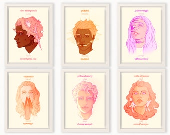 2021 Individual Peachtober Portraits - Queer Characters