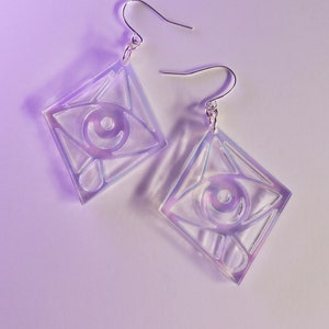 Mystic Crystal Eye / Iridescent / Iris / Moon / Occult / Laser Cut / Earrings