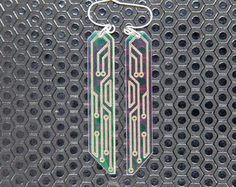 Data Chip Earrings / Iridescent / Cyberpunk / Jewelry / CorpGoth / Rainbow