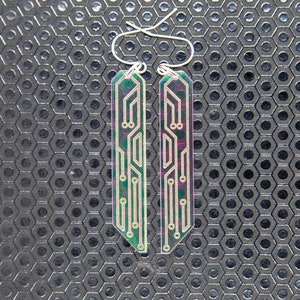 Data Chip Earrings / Iridescent / Cyberpunk / Jewelry / CorpGoth / Rainbow