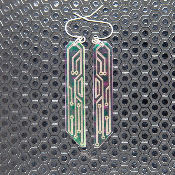 Data Chip Earrings / Iridescent / Cyberpunk / Jewelry / CorpGoth / Rainbow