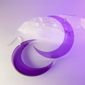 Crescent Moon Earrings / Purple / Moon / Gothic / Laser Cut Jewelry