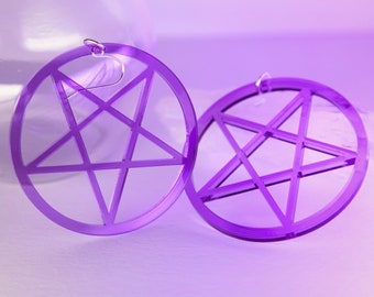 Inverted Pentagram Earrings / Purple / Witchy / Occult / Laser Cut Jewelry