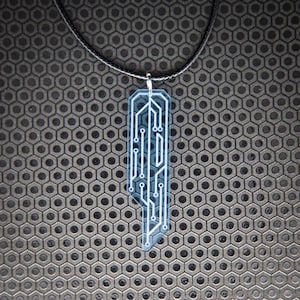 Data Chip Necklace / Blue / UV Reactive / Cyberpunk / Rave / Jewelry / Punk / Neon / Glow image 2