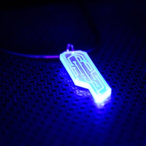 Data Chip Necklace / Blue / UV Reactive / Cyberpunk / Rave / Jewelry / Punk / Neon / Glow image 3