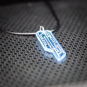 Data Chip Necklace / Blue / UV Reactive / Cyberpunk / Rave / Jewelry / Punk / Neon / Glow image 4