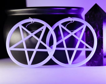 Inverted Pentagram Earrings / Light Purple Lilac / Pastel / Witchy / Occult / Laser Cut Jewelry