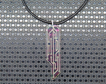 Data Chip Necklace / Iridescent / Cyberpunk / Jewelry / CorpGoth / Rainbow