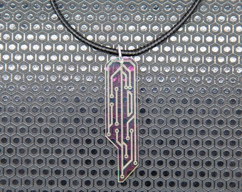 Data Chip Necklace / Iridescent / Cyberpunk / Jewelry / CorpGoth / Rainbow