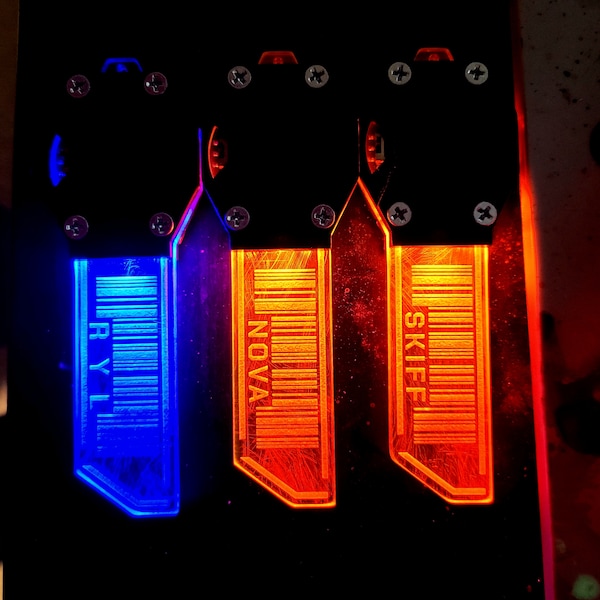 Custom Cyber Dog Tag / Cyberpunk LED-Anhänger / Halskette personalisierbar / UV-Reaktiv