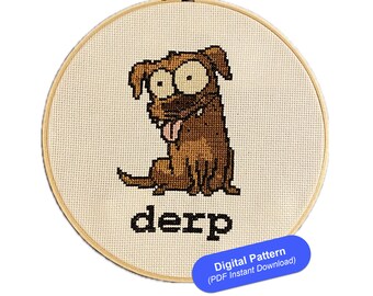 Derpy Dog Cross Stitch Pattern - pdf download