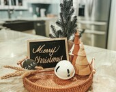 Handwoven Rattan tray Christmas Tray Decor Holiday Decor Christmas Gift Tray breakfast tray Bread tray Woven tray 28 cm