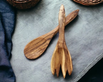 Serving Salad Spoon Set |Olive Wood | Handmade | Wooden Utensils | Ecofriendly