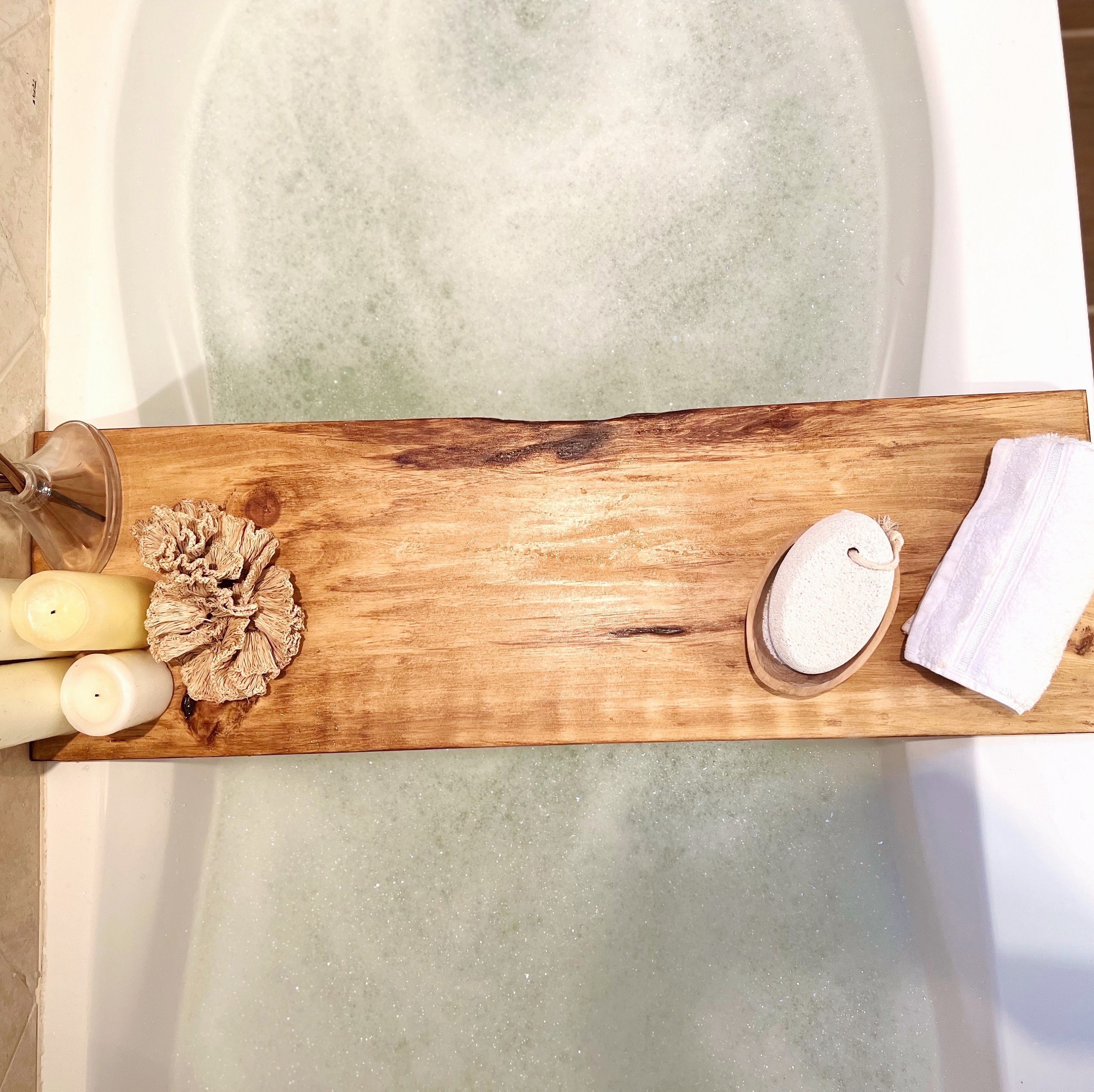 DIY Waterproofed Wood Bath Tray - Dream Green DIY