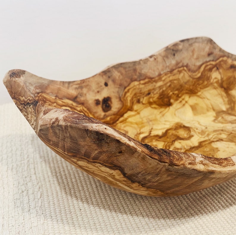 Fruit Bowl Natural Wood Olive Live edge Wood Bowl Eco Friendly image 3