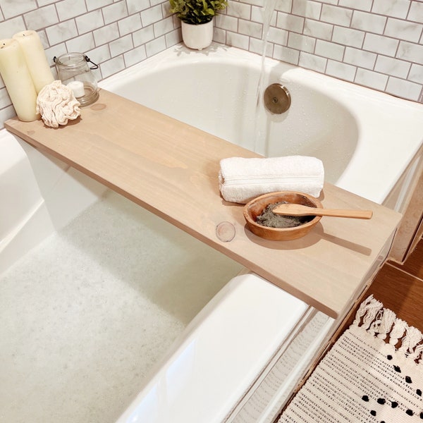 Plateau de baignoire - planches de bois durables, support de bain, étagère de salle de bain, décoration d'intérieur