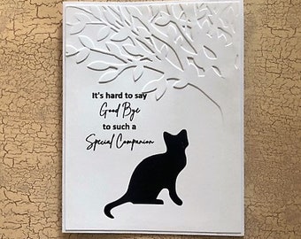 Embossed Loss of Cat Sympathy Card, Feline Condolences, Hand Crafted, Blank Inside, Fine Art, Stationery, A2 size