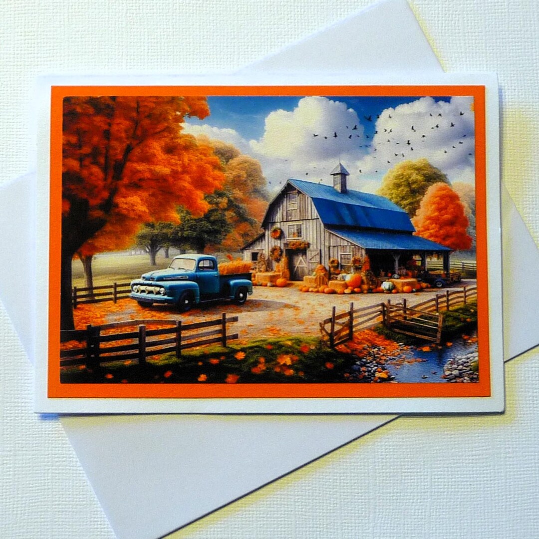Fall/autumn Note Card, Beautiful Fall Colors, Vintage Pick up Truck ...