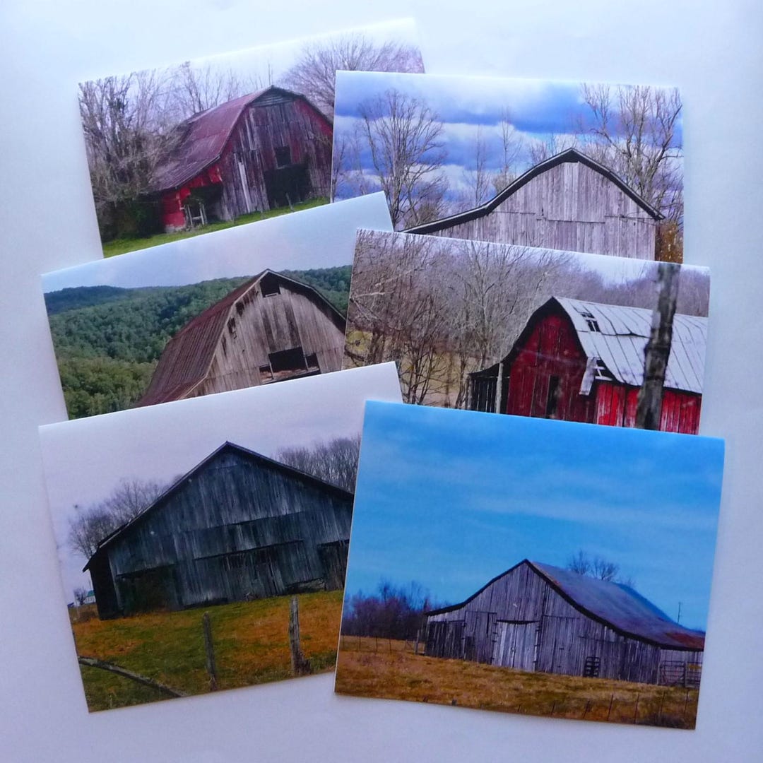 Set #2: 6 All-occasion Note Cards, Vintage Tennessee Barns, Blank ...