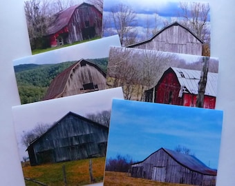 Lot n°2 : 6 cartes de correspondance pour toutes les occasions, vintage Tennessee Barns, intérieur vierge, fait main, beaux-arts, papeterie, cadeau hôtesse/professeur