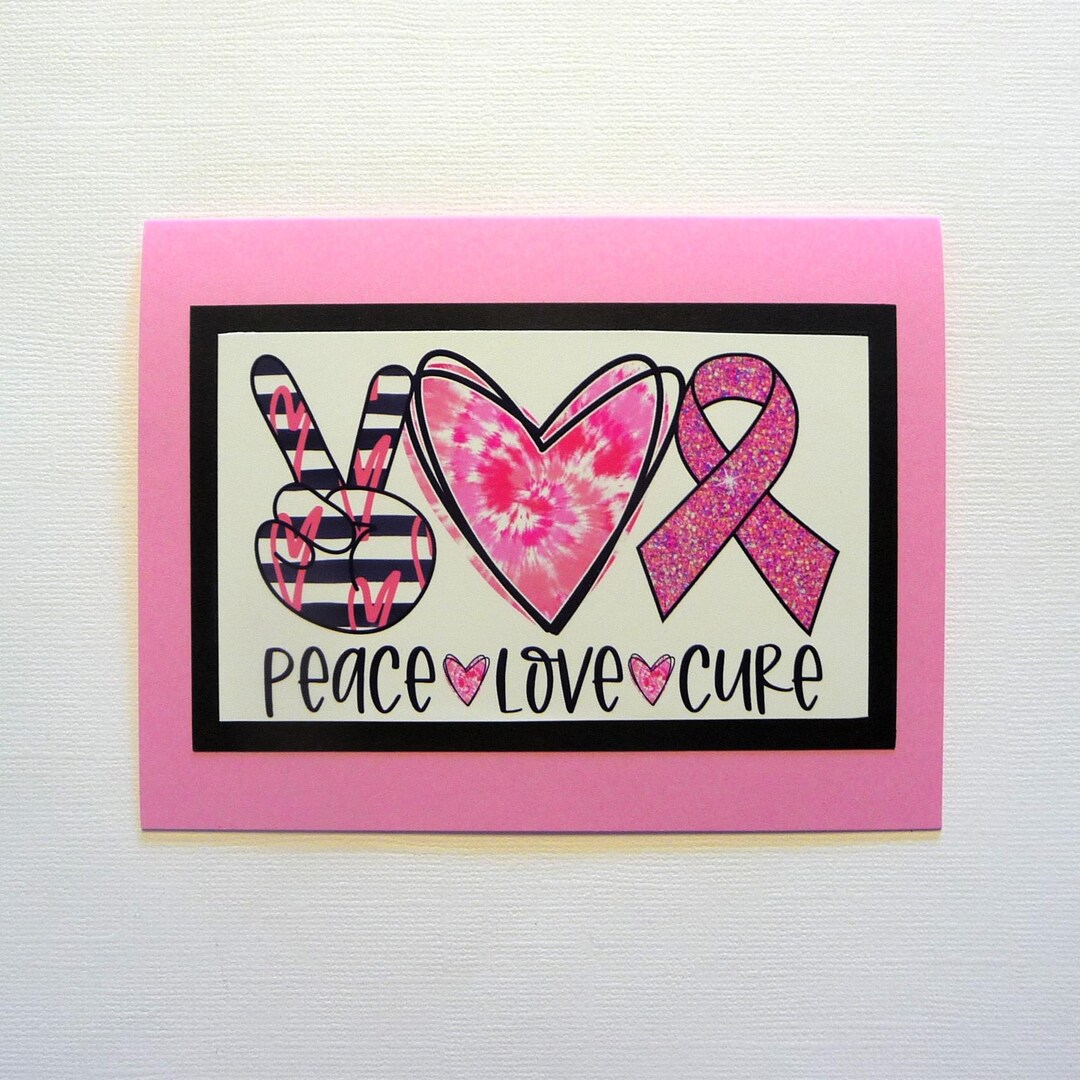 Cancer Awareness Note Card, Peace, Love, Cure Message, Hand Crafted ...