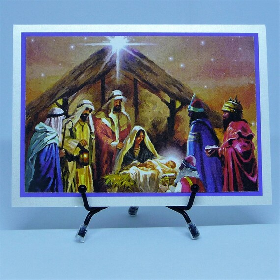Nativity Scene Napkin Art Greeting Card Christmas Etsy