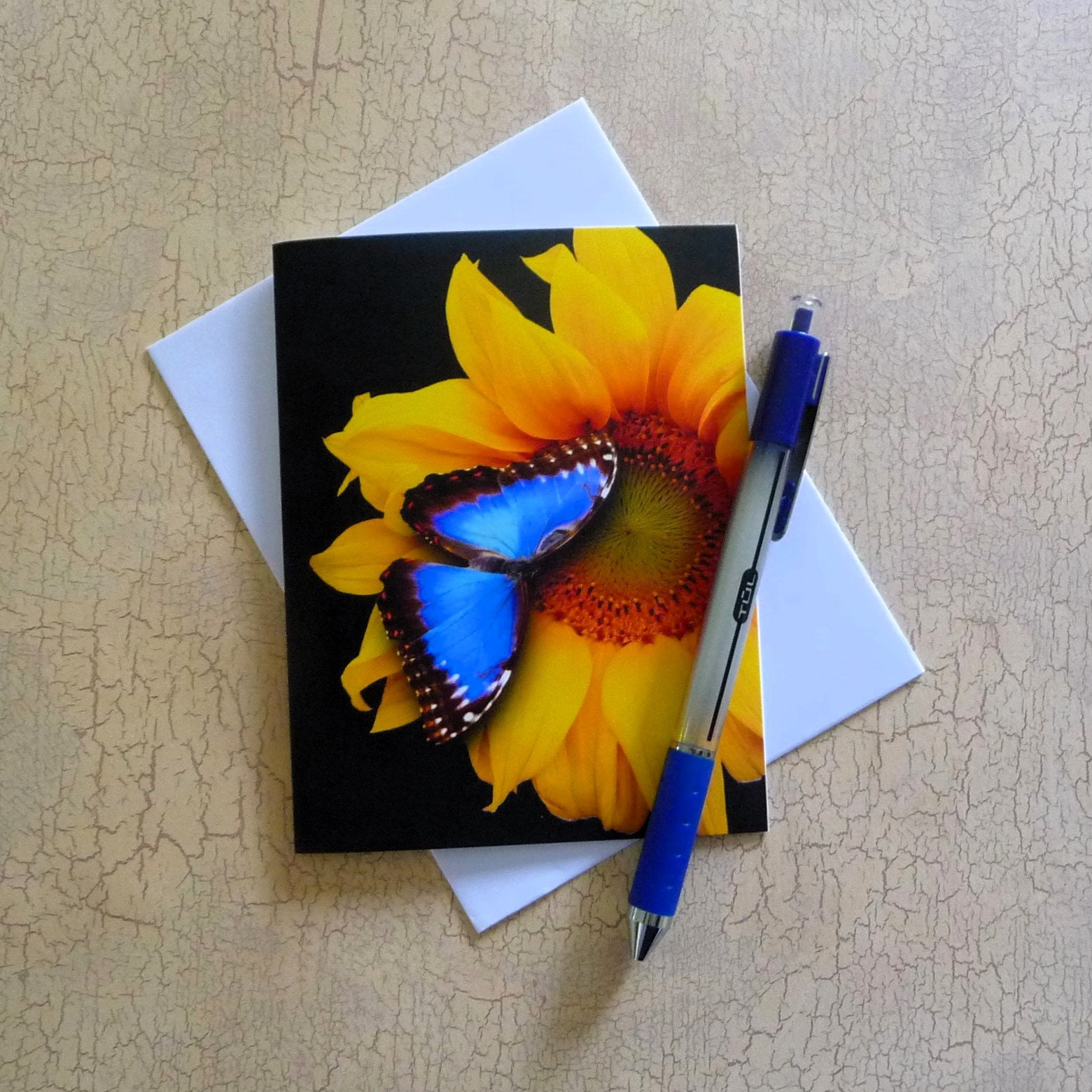Set of 6 Stunning Butterfly/sunflower Note Cards, All-occasion, Blank ...