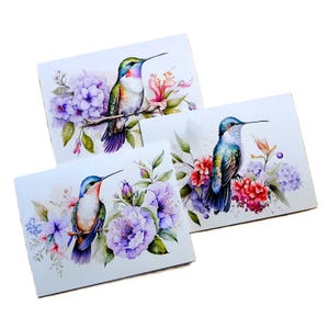 6 Note Cards, Hummingbirds, Vibrant Florals, Hand Crafted, All Occasion, Blank Inside, Stationery, Fine Art, Teacher Gift, Hostess Gift
