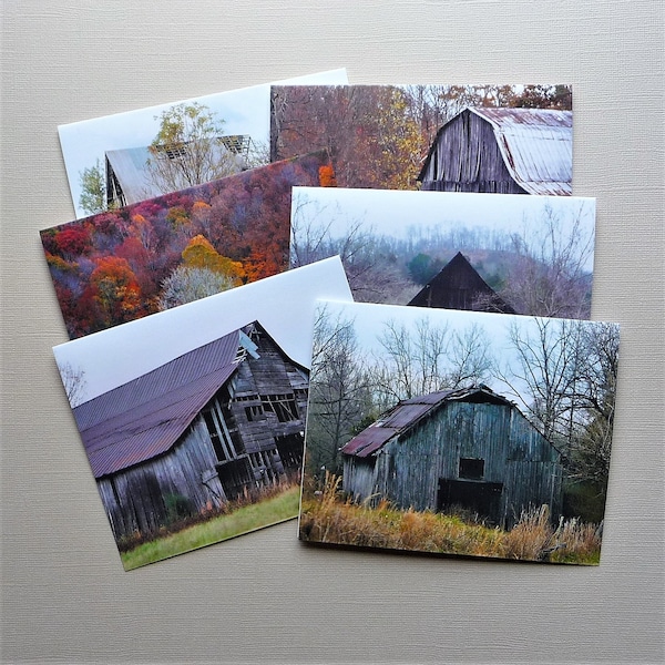 6 All-Occasion Note Cards, Old/Vintage Tennessee Barns, Blank Inside, Hand Crafted, Fine Art, Stationery, Thank You, Hostess/Teacher Gift