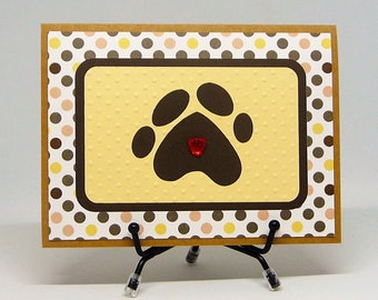 Pet Paw Card, Loss of Pet, Pet Sympathy, New Pet Congratulations, Pet Birthday, All Occasion, Embossed, Hand Crafted, Fine Art, Stationery
