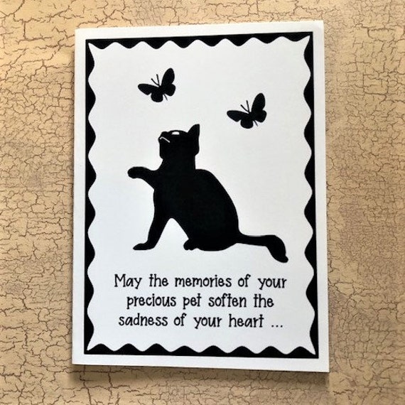 Loss of Cat Sympathy Note Card, Cat Chasing Butterflies, Feline