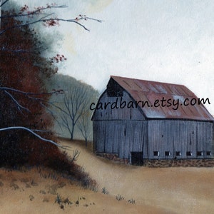 6 Note Cards, Old Country Barn, Hand Crafted, All Occasion, Blank Inside, Stationery, Fine Art, Teacher Gift, Hostess Gift, A2