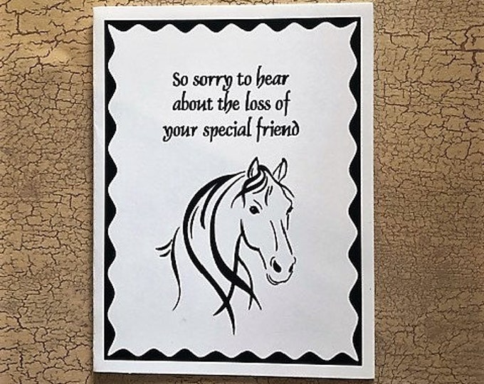 Loss of Horse Sympathy Card, Equine Condolences, Blank Inside, Fine Art