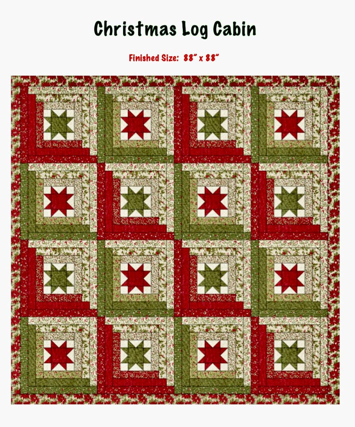Log Cabin Christmas Quilt Pattern - Etsy